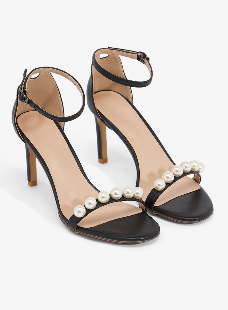 Ella Limited Edition Pearl Detail Embellished High Heel With Strap - Image 4
